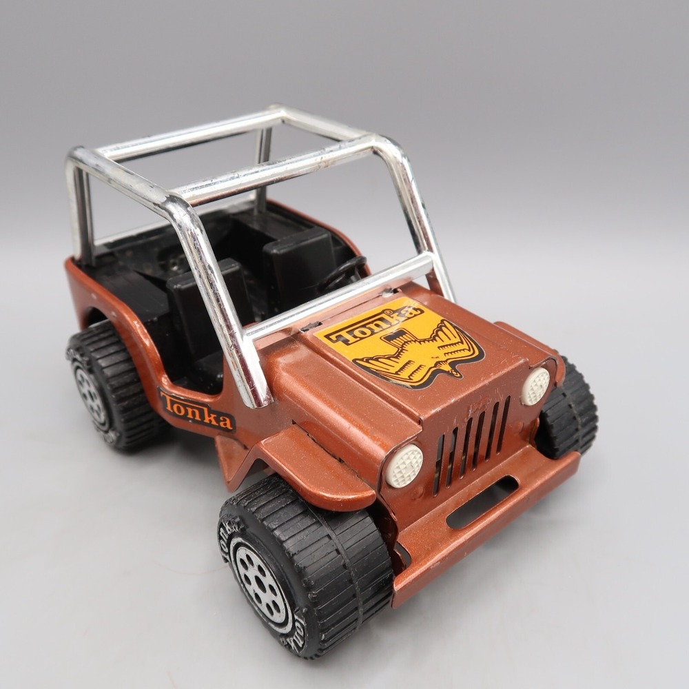 Vintage 1980s TONKA Brown Copper Pressed Steel Jeep Eagle Decal Toy Vehicle